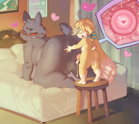 accessory age_difference all_fours anthro anus balls bed bedroom big_penis black_body blush bodily_fluids braided_hair brown_body brown_fur cum cum_in_vagina cum_inside curtains doggystyle duo female female_penetrated from_behind_position fur furniture genital_fluids genitals hair hair_accessory hand_on_butt heart_symbol height_assist huge_penis hyper hyper_genitalia hyper_penis impregnation inside internal interspecies interspecies_pregnancy larger_female larger_penetrated larger_sub long_ears looking_back male male/female male_penetrating male_penetrating_female markings older_female open_mouth overweight overweight_female ovum ovum_with_heart penetration penile penile_penetration penis penis_in_vagina pregnant red_eyes sex size_difference slightly_chubby slightly_chubby_female smaller_male sperm_cell stool submissive thick_thighs vaginal vaginal_penetration young sanjiro nintendo pokemon plump_(character) generation_1_pokemon gengar mammal pokemon_(species) digital_media_(artwork) shaded