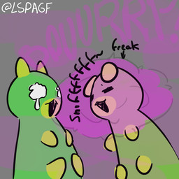 ambiguous_gender belly bodily_fluids burp_cloud burping burping_in_face duo feral green_body overweight simple_eyes simple_face tears lspagf bits_and_bops flow_worms_(bits_and_bops) worm 1:1 absurd_res hi_res