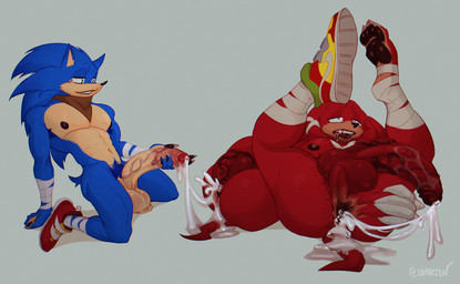 ahegao anal anal_penetration anus armpit_hair autopenetration balls beard big_balls big_butt big_penis bodily_fluids body_hair butt butt_focus chest_hair clothing cum cum_drip cum_in_ass cum_in_own_ass cum_in_self cum_inside cum_on_self cumshot double_penetration dripping duo ejaculation erection facial_hair footwear footwear_only genital_fluids genitals green_eyes huge_balls huge_penis humanoid_genitalia humanoid_penis looking_pleasured male male/male male_penetrated male_penetrating male_penetrating_male masturbation mostly_nude muscular muscular_male nipples one_shoe_on orgasm paws pecs penetration penis presenting presenting_hindquarters pubes saliva sex shoes shoes_only simple_background size_difference smile tail teeth thick_thighs tongue vein veiny_penis lumarten nike sega sonic_boom sonic_the_hedgehog_(series) knuckles_the_echidna sonic_the_hedgehog echidna eulipotyphlan hedgehog mammal monotreme absurd_res digital_media_(artwork) hi_res huge_filesize