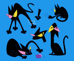 black_body blue_background feral heterochromia simple_background solo flyingsnake deltarune undertale_(series) friend_(deltarune) domestic_cat felid feline felis mammal 2024 hi_res