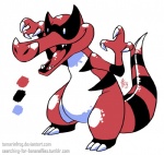 ambiguous_gender anthro claws fangs simple_background solo teeth white_background tamarinfrog nintendo pokemon crocodilian generation_5_pokemon krookodile pokemon_(species) reptile scalie 2016