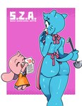 4_fingers age_difference anthro apron apron_only back-tie_apron back-tie_clothing bent_arm big_butt big_ears big_eyes biped black_eyebrows black_eyes blue_body blue_ears blue_fur blue_tail border buckteeth butt clothed clothed_anthro clothed_female clothing curved_eyebrows curvy_figure dotted_background dress duo eyebrows eyelashes eyes_closed facial_markings featureless_hands female fingers floppy_ears footwear fur fur_tuft glistening glistening_arms glistening_back glistening_body glistening_butt glistening_ears glistening_face glistening_fur glistening_legs glistening_shoulders glistening_tail glistening_thighs happy head_markings head_tuft holding_ladle holding_object holding_paper holding_tool holding_utensil humanoid_hands iris jumping kitchen_utensils ladle larger_female legs_together light_body light_fur lips lipstick logo long_eyelashes lop_ears makeup markings mature_anthro mature_female midair monotone_tail mostly_nude mostly_nude_anthro mostly_nude_female muzzle_(marking) no_pupils older_female open_mouth open_smile orange_clothing orange_dress outline outside_border paper pattern_background pink_apron pink_body pink_clothing pink_ears pink_fur pink_nose pointy_ears prick_ears pseudo_hair red_lips red_lipstick simple_background size_difference small_nose smaller_female smile smiling_at_another snout socks tail teeth text thick_bottom_lip thick_thighs thin_eyebrows three-quarter_view tools translucent tuft white_border white_clothing white_footwear white_markings white_outline white_socks white_text young young_anthro young_female younger_female samyueru_zackari cartoon_network the_amazing_world_of_gumball anais_watterson nicole_watterson domestic_cat felid feline felis lagomorph leporid mammal rabbit 2025 artist_logo artist_name digital_drawing_(artwork) digital_media_(artwork) hi_res daughter_(lore) mother_(lore) mother_and_child_(lore) mother_and_daughter_(lore) parent_(lore) parent_and_child_(lore) parent_and_daughter_(lore)