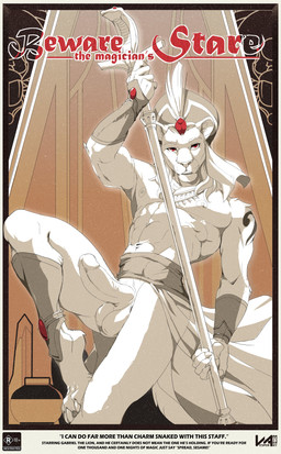 anthro arm_markings balls big_penis claws erection genitals holding_object holding_staff humanoid_genitalia humanoid_penis inner_ear_fluff looking_at_viewer male markings muscular muscular_anthro muscular_male navel nipples penis red_eyes solo staff text toe_claws tuft vesper_art felid lion mammal pantherine 2023 absurd_res artist_name dated english_text hi_res partially_colored