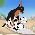 101_dalmatian_street 101_dalmatians anthro archerteamr_artist beach bestiality big_butt bird_dog bodily_fluids butt canid canine canis collar dalmatian digital_media_(artwork) disney dolly_(101_dalmatians) domestic_dog duo erection female feral fur hi_res hunting_dog labrador looking_at_viewer male male/female mammal markings nude open_mouth presenting retriever sex simple_background smile spike_(101_dalmatians) spots spotted_body surfboard tail text tongue white_body white_fur