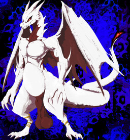 3_toes 4_fingers albino animal_genitalia anklet anthro balls belly black_sclera claws colored_fire countershading eyeliner fangs feet finger_claws fingers fire flaming_tail genitals gold_(metal) gold_jewelry horn jewelry long_neck looking_at_viewer makeup male membrane_(anatomy) membranous_wings muscular muscular_anthro muscular_male nude pecs penis pupils red_body red_eyes red_membrane red_scales saggy_balls scales sheath slit_pupils solo spines tail teeth toe_claws toes white_body white_scales wide_hips wings shadowsoulful nintendo pokemon aghanashi_(shadowsoulful) fan_character charizard generation_1_pokemon pokemon_(species) reptile scalie 2026 absurd_res cel_shading hi_res lineless shaded