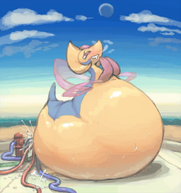beach belly belly_expansion big_belly blue_sky expansion feral hose hose_in_butt hose_inflation huge_belly hyper hyper_belly inflation liquid_inflation outside pink_eyes sea sky solo swelling water water_inflation molaveda nintendo pokemon cresselia generation_4_pokemon legendary_pokemon pokemon_(species) 2017