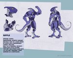 4_fingers anthro cybernetics digitigrade fingers machine male nude purple_body simple_background solo tail text yellow_eyes loque cyborg robot synth_(vader-san) english_text model_sheet