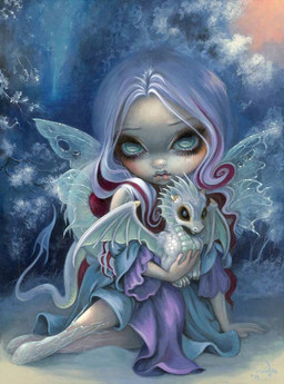 ambiguous_gender clothed clothing dress duo eyebrows eyelashes female feral hair insect_wings lips long_hair looking_at_viewer plant sitting tree wings winter jasmine_becket-griffith mythology dragon fairy humanoid mammal mythological_creature mythological_scalie scalie winged_humanoid dated formal_art painting_(artwork) traditional_media_(artwork) traditional_painting_(artwork)