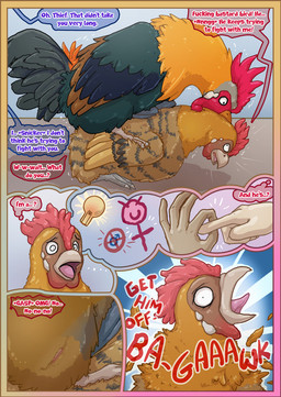 after_transformation anatomically_correct anatomically_correct_genitalia animal_genitalia animal_noises brown_body brown_feathers brown_markings cloaca dialogue duo explicitly_stated_nonconsent feathers feet female feral feral_on_feral feral_transformation forced from_behind_position gender_transformation genitals gesture green_body green_feathers imminent_rape imminent_sex male male/female markings mounting mtf_transformation offscreen_character questionable_consent rape realization sex simple_background species_transformation speech_bubble striped_body striped_markings stripes struggling suggestive suggestive_gesture talking_feral talons toes transformation animatics avian bird chicken galliform phasianid hi_res