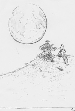 ambiguous_gender anthro bottomwear bowed_string_instrument clothed clothed_anthro clothed_male clothing duo feral footwear front_view full_moon fully_clothed fully_clothed_anthro fully_clothed_male grass grey_background holding_musical_instrument holding_object holding_string_instrument holding_violin male moon musical_instrument night on_rock outside pants plant playing_music playing_violin rear_view rock shirt shoes simple_background sitting sitting_on_rock string_instrument topwear violin deriaz human mammal 2013 graphite_(artwork) greyscale monochrome shaded signature sketch traditional_media_(artwork)