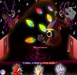 abstracted accessory ball bodily_fluids bow_accessory bow_ribbon bowling_ball cartoon_gloves claws comedy_mask crab_claw creepy_smile crossed_out depression dialogue door female gender_dysphoria glitch glowing glowing_eyes hair_accessory hair_bow hair_ribbon hug male multi_eye multicolored_eyes pool_of_shadow reaching_out ribbons ripples size_difference smile strangling strangling_self street_lamp tears text theater_mask trauma hyperchibiabsol glitch_productions the_amazing_digital_circus jax_(tadc) kaufmo_(tadc) kinger_(tadc) pomni_(tadc) ragatha_(tadc) ribbit_(tadc) zooble_(tadc) absurd_res hi_res trans_(lore) trans_woman_(lore)