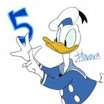 4_fingers anthro beak blue_clothing blue_sclera bottomless clothed clothing fingers hat headgear headwear sailor_hat sailor_uniform simple_background smile solo white_background yellow_beak harara disney donald_duck anatid anseriform avian bird duck 1:1 2018 hi_res signature