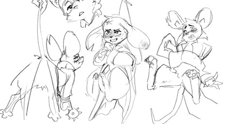 anthro big_ears blush blushing_profusely bottomless buckteeth claws clothed clothing coat digitigrade disembodied_hand duo ears_down embarrassed feet female flail flustered hindpaw holding_another holding_by_tail holding_tail humiliation lifted lifted_by_clothing lifted_by_tail lifting melee_weapon narrowed_eyes notched_ear open_mouth pawpads paws pivoted_ears semi-anthro simple_background soles solo_focus suspension tail teeth thick_thighs topwear weapon whip white_background wide_hips austinarts4 mina_the_hollower yacht_club_games mina_(mina_the_hollower) mammal mouse murid murine rodent 2026 greyscale monochrome multiple_images sketch sketch_page