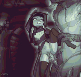 3_fingers anthro anthro_penetrated balls bodily_fluids breasts clitoral_hood clothed clothing dominant dominant_male duo female female_penetrated fingers forced genitals hair larger_male leg_grab legwear male male/female male_penetrating male_penetrating_female muscular muscular_male nipples partially_clothed pecs penetration penile penile_penetration penis penis_in_vagina pubes rape saliva sex size_difference small_breasts smaller_female spread_legs spreading submissive submissive_anthro submissive_female sweat teeth thigh_highs tight_fit tongue tongue_out vaginal vaginal_penetration vulva roadiesky canid canine canis demon domestic_dog mammal absurd_res hi_res