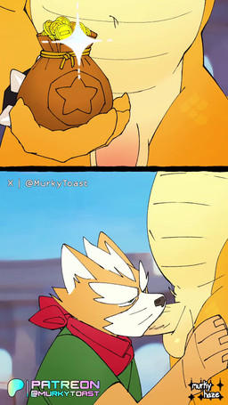 anthro anthro_on_anthro anthro_penetrated anthro_penetrating anthro_penetrating_anthro anthro_penetrating_male belly bracelet clothing deep_throat duo erection faceless_character faceless_male fellatio fur genitals jewelry male male/male male_penetrated male_penetrating male_penetrating_anthro male_penetrating_male money money_bag musclegut muscular oral oral_only oral_penetration penetration penile penile_penetration penis penis_in_mouth sex spiked_bracelet spikes vein veiny_penis murkytoast mario_bros nintendo star_fox bowser fox_mccloud canid canine fox koopa mammal scalie 2026 9:16 animated crossover hi_res short_playtime sound video