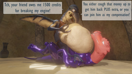 anthro belly belly_smother belly_squish bodysuit clothing demanding duo face_imprint feral imminent_vore imprint latex latex_clothing legs_up lying male male/male male_pred muffled on_back oral_vore paws payment pinned pinned_to_ground prey_imprint prey_outline raised_paw same_size_vore skinsuit skintight_suit smothering soft_vore squirming squish stretchy_belly struggling struggling_prey tail talking_to_another text threatening threatening_vore tight_belly tight_clothing underbelly vore conditional_dnp samagthrav2 f3lixc4tus_(modeler) star_wars alex_(flardan) predor_(samagthrav2) watto alien dinosaur prehistoric_species reptile scalie ssi-ruu toydarian 16:9 3d_(artwork) digital_media_(artwork) english_text hi_res widescreen