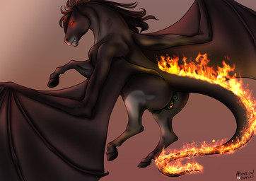 animal_genitalia animal_vulva anus equine_anus equine_genitalia equine_vulva female feral fire flaming_tail genitals glowing glowing_eyes hooves looking_back mane membrane_(anatomy) membranous_wings rear_view red_eyes solo tail vulva wings attention_horse mythology artemis_(drakengarth) dragon equid equine horse hybrid mammal mythological_creature mythological_equine mythological_scalie pegasus scalie absurd_res hi_res