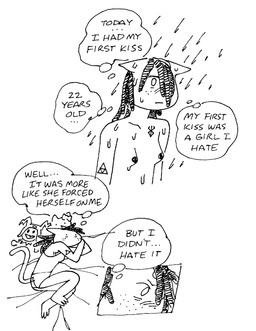 anthro bathing bed blush breasts butt cartoon_freckles clothed clothing dialogue dreadlocks eyebrows freckled_face freckles furniture lying nipples nude on_bed panties partially_clothed showering solo tail tattoo text thought_bubble triforce underwear wet gaydottiff atlus megami_tensei nintendo sega the_legend_of_zelda jack_frost_(megami_tensei) penny_(gaydottiff) domestic_cat felid feline felis mammal 2023 comic english_text hi_res monochrome