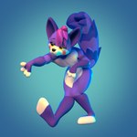 anthro femboy fluffy fur male paws purple_body purple_fur solo yellow_eyes djarli3d vrchat poobi canid canine canis fox mammal procyonid raccoon wolf 1:1 3d_(artwork) blender_(artwork) digital_media_(artwork) hi_res