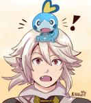 ambiguous_gender duo exclamation_point humanoid_pointy_ears male open_mouth pointy_ears size_difference karbuitt fire_emblem fire_emblem_fates nintendo pokemon corrin corrin_(fire_emblem)_(male) generation_8_pokemon humanoid pokemon_(species) reptile scalie sobble 2019 crossover hi_res