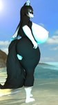 anthro areola barbell_piercing beach bedroom_eyes big_areola big_breasts big_butt big_tail black_body black_fur black_hair blue_sky breasts bubble_butt butt curvy_figure day ear_barbell ear_piercing female fluffy fluffy_tail fur hair huge_breasts huge_butt huge_hips huge_thighs long_hair long_tail looking_at_viewer looking_back looking_back_at_viewer mature_anthro mature_female multicolored_body multicolored_fur multicolored_hair narrowed_eyes nipples nude nude_anthro nude_female open_mouth open_smile outside partially_submerged piercing red_eyes sea seaside seductive sky smile snout solo tail teeth thick_thighs two_tone_body two_tone_fur two_tone_hair voluptuous voluptuous_anthro voluptuous_female water white_body white_fur white_hair wide_hipped_anthro wide_hipped_female wide_hips atoastedorange warfaremachine_(modeler) cora_(uncleiroh609) canid canine canis mammal wolf 2025 3d_(artwork) 9:16 digital_media_(artwork) hi_res source_filmmaker_(artwork)