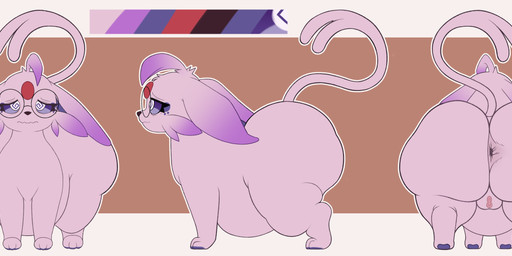 3_toes anus belly big_belly big_butt bottom_heavy butt eyewear feet female feral forehead_gem forked_tail fur gem genitals glasses huge_belly huge_butt huge_thighs long_ears purple_body purple_fur purple_sclera solo spiral spiral_eyes tail thick_thighs toes unusual_anatomy unusual_tail vulva white_eyes justkindofhere nintendo pokemon esper_(justkindofhere) eeveelution espeon generation_2_pokemon pokemon_(species) 2026 digital_media_(artwork) hi_res model_sheet