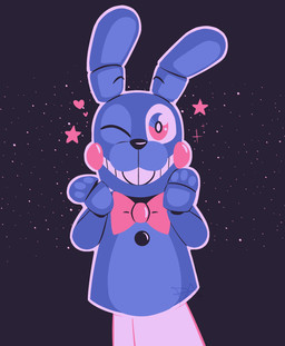 anthro machine one_eye_closed puppet wink dompteuseartist five_nights_at_freddy's scottgames sister_location puppet_bonnie_(fnafsl) animatronic lagomorph leporid mammal rabbit robot 2016 digital_media_(artwork)