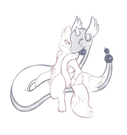 2_tails 3_toes anthro belly belly_markings biped blush blush_lines digitigrade duo facial_markings feet female female/female feral fur fur_markings genitals head_markings head_wings horn interspecies long_tail looking_at_another markings multi_tail simple_background sitting_on_another spots spotted_markings tail toes unusual_wing_placement vulva white_background wings meraence mythology nintendo pokemon dragon dragonair floatzel generation_1_pokemon generation_4_pokemon mythological_creature mythological_scalie pokemon_(species) scalie 2014 digital_drawing_(artwork) digital_media_(artwork) hi_res sketch