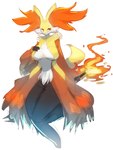 anthro breasts featureless_breasts female fur inner_ear_fluff kemono red_eyes simple_background solo tuft white_background yellow_body yellow_fur baburusushi nintendo pokemon canid canine delphox generation_6_pokemon mammal pokemon_(species) 2020 3:4 hi_res sketch