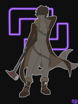 andromorph anthro athletic boots brown_hair chain clothing coat ear_piercing fin footwear fur fur_boots fur_coat fur_collar furgonomic_piercing furgonomics green_eyes grey_body grey_fur hair hammer hand_behind_head holding_object holding_weapon intersex navel navel_piercing piercing pussy_tape raised_arm shoes short_hair sledgehammer smug solo standing tail tail_fin tail_piercing tape tools topwear weapon cayenne_arts the_finals myles_(cayenne_arts) aquatic mammal pinniped sea_lion 3:4 absurd_res hi_res trans_(lore) trans_man_(lore)