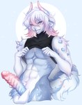 abs anthro athletic athletic_anthro athletic_male balls bedroom_eyes bottomless clothed clothing clothing_lift erection fur genitals hair male muscular narrowed_eyes nude pecs penile_spines penis ridged_penis seductive serratus shirt shirt_lift shirt_only smile solo tail tank_top tank_top_only topwear topwear_only nycky frosty_(luhhdan) canid canine chameleon felid feline hybrid lizard mammal reptile scalie absurd_res hi_res