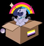 box chibi container flag kerchief lgbt_pride nonbinary_pride_colors pansexual_pride_colors pawpads paws pride_colors rainbow slightly_chubby hyperchibiabsol imagination_(meme) nintendo pokemon chibi_the_absol absol generation_3_pokemon pokemon_(species) absurd_res alpha_channel hi_res nonbinary_(lore)