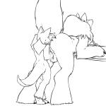 ambiguous_fisting_female ambiguous_gender ambiguous_rimming_female anal anthro anthro_fisting_anthro anthro_on_anthro anthro_rimming_anthro bent_over dominant dominant_ambiguous duo female fisting from_behind_position genitals larger_female larger_fisted nude oral penetration pussy raised_tail rimming sex simple_background size_difference smaller_ambiguous standing submissive submissive_female tail vaginal vaginal_fisting vaginal_penetration white_background sildre lazurek 1:1 2010 black_and_white monochrome