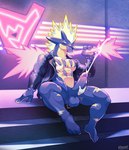 abs balls bodily_fluids clothed clothing cum cumshot disembodied_hand ejaculation erection genital_fluids genitals handjob jacket leather leather_clothing leather_jacket leather_topwear male muscular muscular_male partially_clothed pecs penile penis purple_body sex solo tongue tongue_out topwear voviat nintendo pokemon amped_toxtricity generation_8_pokemon pokemon_(species) toxtricity 2025 hi_res