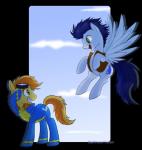 2011 alpha_channel blue_fur blue_hair braeburn_(mlp) clothed clothing cloud cosplay cutie_mark duo equine eye_contact eyewear feral flying friendship_is_magic fur goggles green_eyes hair male mammal mn27 my_little_pony open_mouth pegasus shaded simple_background skinsuit smile soarin_(mlp) tongue two_tone_hair vest wings wonderbolts_(mlp) yellow_fur
Rating: Safe
Score: 9
User: Jatix
Date: March 12, 2014