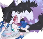 ambiguous_gender black_body black_fur blue_body blue_fur duo feral fur kemono licking licking_another purple_eyes tongue white_body white_fur tianhua nintendo pokemon ah_xin_(zhang_gun) xiaohen_(zhang_gun) eeveelution generation_2_pokemon generation_6_pokemon pokemon_(species) sylveon typhlosion 2025 hi_res