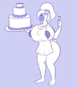 apron big_breasts breasts cake chef chef_hat clothing cutlery dessert eyewear female food fork glasses hat headgear headwear huge_breasts huge_lips hyper hyper_breasts hyper_lips kitchen_utensils lips mascot milk nipples solo thick_lips tools xchiseaxmargaritax blossom_(xchiseaxmargaritax) bear mammal polar_bear ursine digital_media_(artwork) hi_res