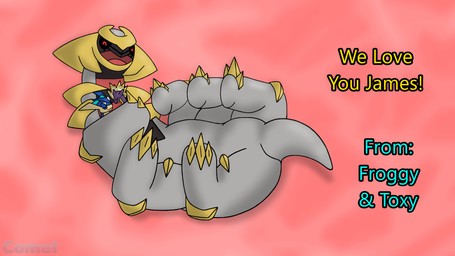 anthro blue_body cuddling duo gold_(metal) grey_body group lying male male/male purple_body solo trio cometmystic21 mythology nintendo pokemon comet_(cometmystic21) altered_forme_giratina amped_toxtricity amphibian dragon frog generation_4_pokemon generation_6_pokemon generation_8_pokemon giratina greninja legendary_pokemon lizard mythological_creature mythological_scalie pokemon_(species) reptile scalie toxtricity 16:9 hi_res widescreen