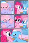 absurd_res aloe_(mlp) blush bodily_fluids border cloud_chaser_(mlp) comic cutie_mark dialogue earth_pony english_text equid equine female female/female feral friendship_is_magic hasbro heart_symbol hi_res horse indirect_incest_(lore) kiss_on_lips kissing licking lotus_(mlp) mammal my_little_pony mythological_creature mythological_equine mythology pegasus pinkie_pie_(mlp) pony pyruvate saliva text tongue tongue_out white_border wings