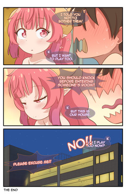 2_horns 3_panel_comic blush blush_lines brown_hair curved_horn duo female hair horn humanoid_pointy_ears inside light-skinned_female long_hair looking_at_another male page_number pointy_ears pupils red_eyes red_hair short_hair slit_pupils speech_bubble tan_body tan_skin text yellow_horn greatm8sfm miss_kobayashi's_dragon_maid mythology ilulu taketo_aida animal_humanoid dragon dragon_humanoid human humanoid mammal mythological_creature mythological_scalie scalie 2023 absurd_res colored comic hi_res shaded