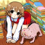 ambiguous_gender book clothed clothing displacement duo female feral what young bubbacterial hidamari_sketch yuno human mammal naked_mole-rat rodent 1:1 hi_res