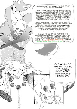 anthro big_breasts bone breasts cleavage clothed clothing female female/female group huge_breasts hyper hyper_breasts male male/female markings skeleton speech_bubble text trio realius bakki_(realius) animated_skeleton canid canine fox mammal undead comic halftone hi_res pen_(artwork) traditional_media_(artwork)