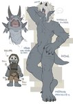 anthro biped claws clothed clothing fingers fur hair horn kemono male solo tail text milkybot mythology dragon mythological_creature mythological_scalie scalie chinese_text hi_res translated