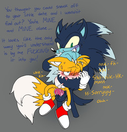2_tails abdominal_bulge angry angry_sex anthro anthro_on_anthro anthro_penetrated anthro_penetrating anthro_penetrating_anthro anthro_penetrating_male arm_around_neck balls big_knot big_penis blush chokehold clothing dialogue duo ellipsis exclamation_point footwear genitals hand_on_arm hand_on_head headlock knot male male/male male_penetrated male_penetrating male_penetrating_anthro male_penetrating_male moan multi_tail penetration penis penis_size_difference possessive question_mark rough_sex sex sharp_teeth shoes size_difference small_penis stand_and_carry_position standing standing_sex tail teeth text tongue tongue_out wince young pachi_rizuu sega sonic_the_hedgehog_(series) sonic_unleashed miles_prower sonic_the_hedgehog sonic_the_werehog canid canine eulipotyphlan fox hedgehog mammal werecreature wereeulipotyphlan werehog english_text hi_res