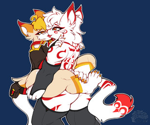 anthro bedroom bedroom_eyes blonde_hair blush clothed clothing female fur hair half-closed_eyes hug inside kiss_on_lips kissing male male/female narrowed_eyes open_mouth seductive smile squish tail text thick_thighs thigh_squish tongue tongue_out translucent translucent_hair uniform tasticstarlight talia_(tasticstarlight) domestic_cat felid feline felis mammal pantherine snow_leopard artist_name dated digital_media_(artwork) flat_colors hi_res
