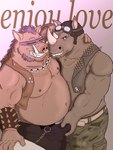 anthro belly bottomwear bulge clothing duo hug kemono male male/male moobs navel nipples overweight overweight_male pants inotetu teenage_mutant_ninja_turtles bebop rocksteady mammal rhinoceros suid suine warthog 2023 hi_res