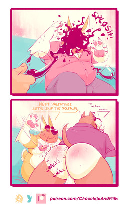 alcohol anthro anthro_on_anthro anus balls barbell_piercing belly beverage big_belly bottomless bottomwear brown_body brown_fur butt butt_slap clothed clothing container cup dialogue drinking_glass duo ear_piercing ear_ring fur genitals glass glass_container glass_cup grey_bottomwear grey_clothing grey_pants grin male male/male male_anthro moobs nipple_barbell nipple_piercing nipples nude obese obese_anthro obese_male on_lap overweight overweight_anthro overweight_male pants piercing pink_clothing pink_nipples pink_topwear profanity purple_clothing purple_topwear red_eyes ring_piercing sitting slap smile spank_marks spanking species_transformation text topwear transformation white_balls white_body white_fur wine wine_glass yellow_body yellow_fur chocolateandmilk richard_(chocolateandmilk) canid canine canis domestic_dog human mammal comic english_text hi_res url
