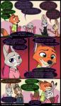 2018 anthro bonnie_hopps canid canine cellphone chair clothed clothing comic dialogue dipstick_ears dipstick_tail disney ear_markings electronics english_text eyewear female fox furniture glasses gloves_(marking) green_eyes group hat headgear headwear hi_res holding_object holding_phone hug judy_hopps lagomorph leporid male mammal markings multicolored_ears multicolored_tail necktie nick_wilde overalls phone purple_eyes rabbit red_fox robertfiddler speech_bubble stu_hopps tail tail_markings text true_fox violet_hopps zootopia