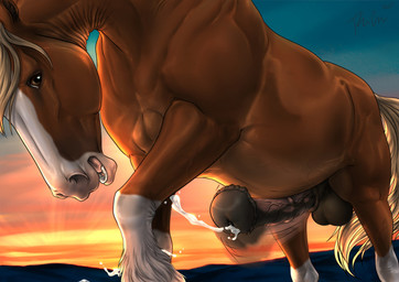 animal_genitalia animal_penis balls belly_slapping_masturbation bodily_fluids brown_balls brown_body brown_eyes brown_fur brown_penis cum cumshot ejaculation equine_genitalia equine_penis erection feral fur genital_fluids genitals glistening glistening_eyes looking_at_viewer male male_feral mane medial_ring multicolored_penis open_mouth outside penis pink_penis solo sunset tail tan_mane tan_tail two_tone_penis vein veiny_penis white_body white_fur rufciu equid equine horse mammal 2025 dated hi_res signature