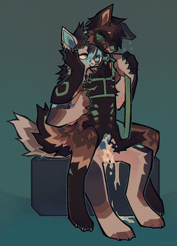 andromorph andromorph/male anthro bodily_fluids duo exaggerated_mastectomy_scar genital_fluids intersex intersex/male leash leash_pull male mastectomy_scar scar urine watersports vinqock sasha_(pinedirt) taz_(pinedirt) canid canine mammal hi_res